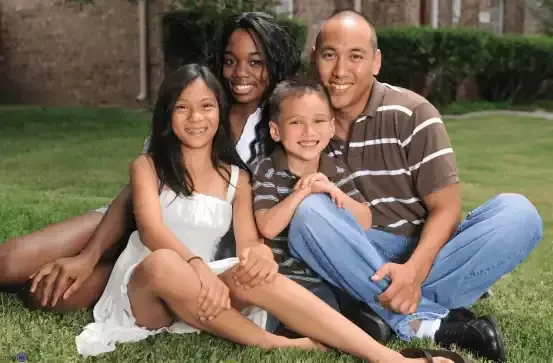 Family with father, mother and two kids